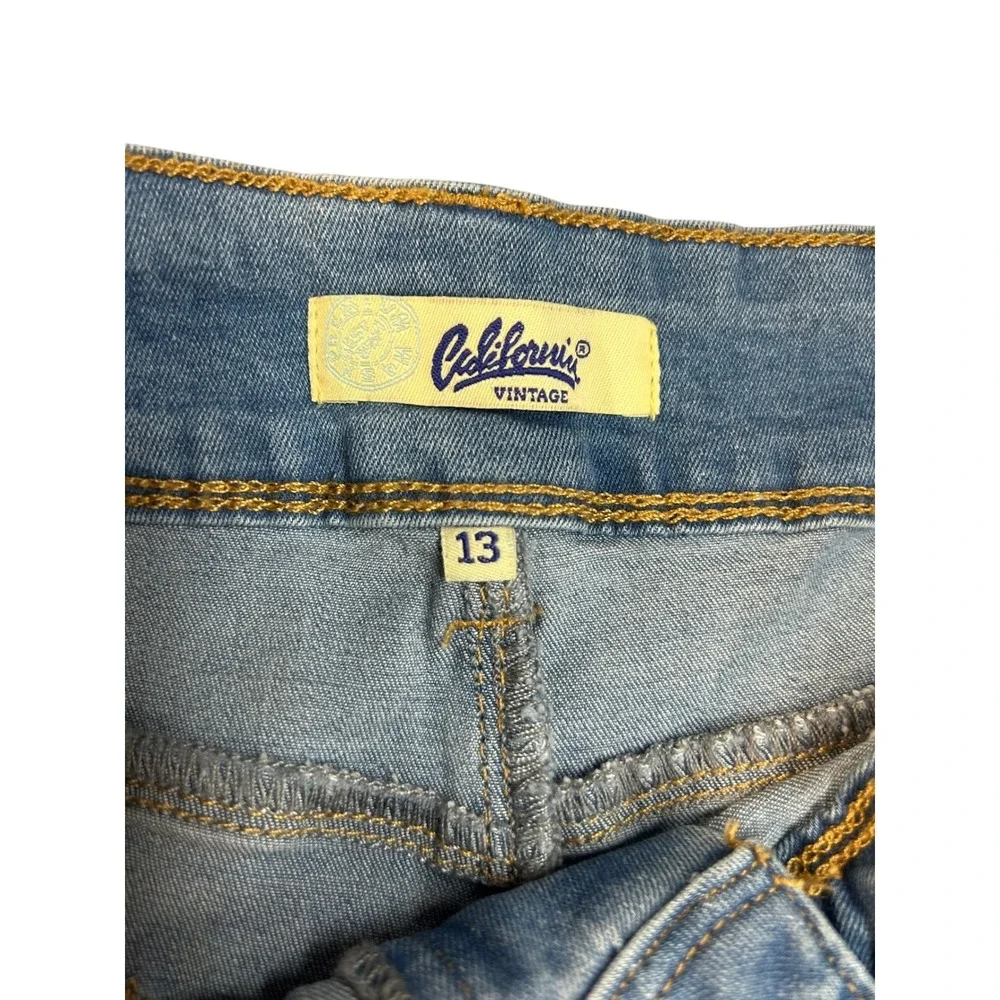 California Vintage‎ Womens Blue Denim Distressed Cuffed Shorts Size 13